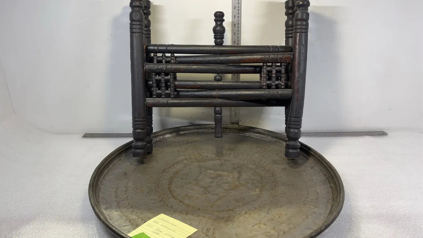 Antique Turkish Tea Serving Table, Approx. 25"x19" *Unreserved*