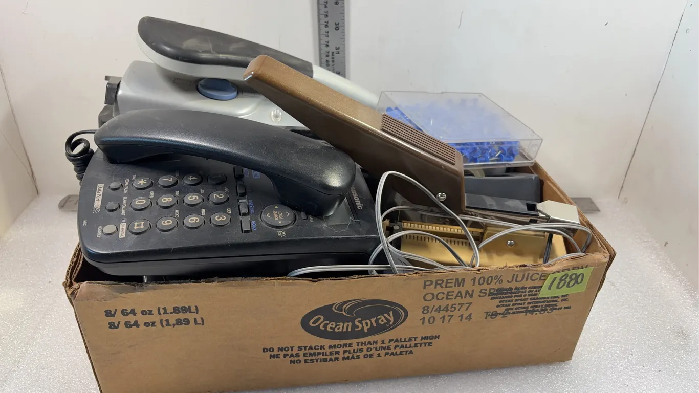 Assorted Phones and Handsets, Push Pins, Hole Punch, Tape Dispenser, Ect *Unreserved*