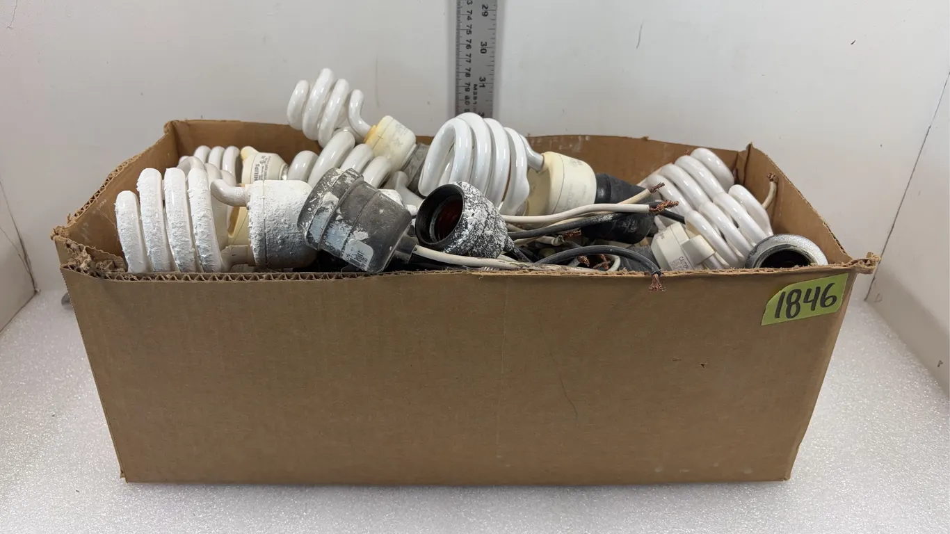 Box of Bulbs, Fluorescent Lights, and Sockets *Unreserved*