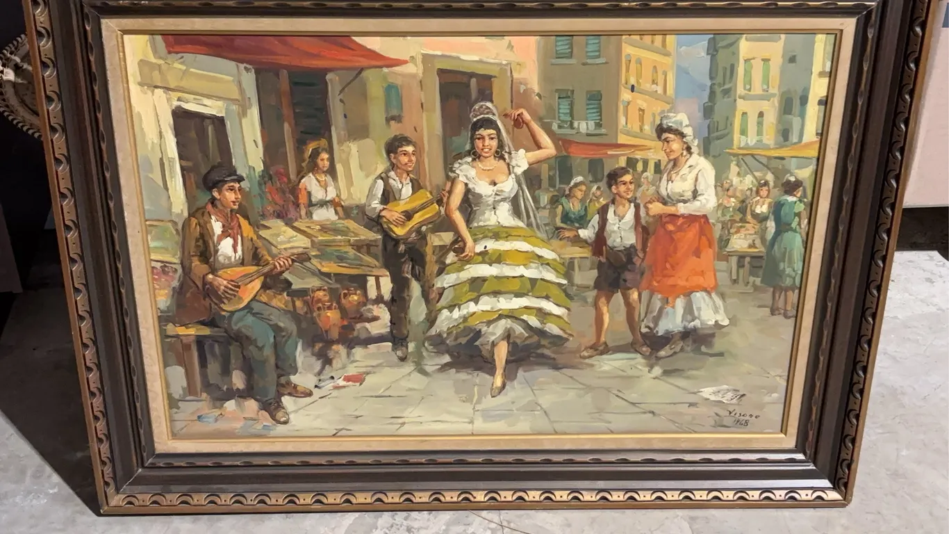 Painting in Frame, Signed Visone 1968 Approx. 44'' x 32'' *Unreserved*