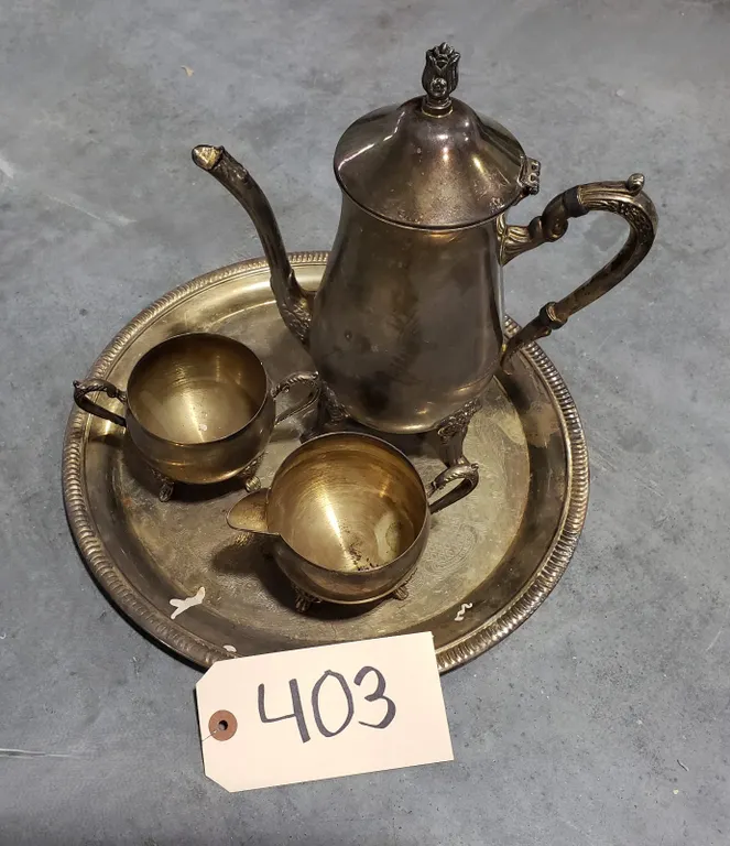 Brass Tea Set With Tray