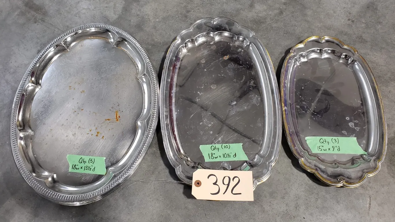 Assorted Silver Oval Serving Trays