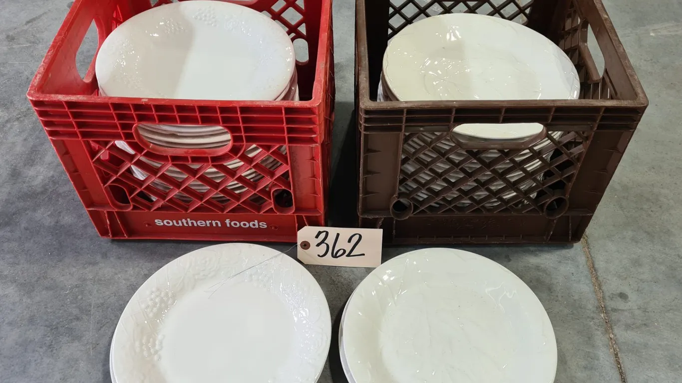 (40) Assorted Dinner Plates With Crates