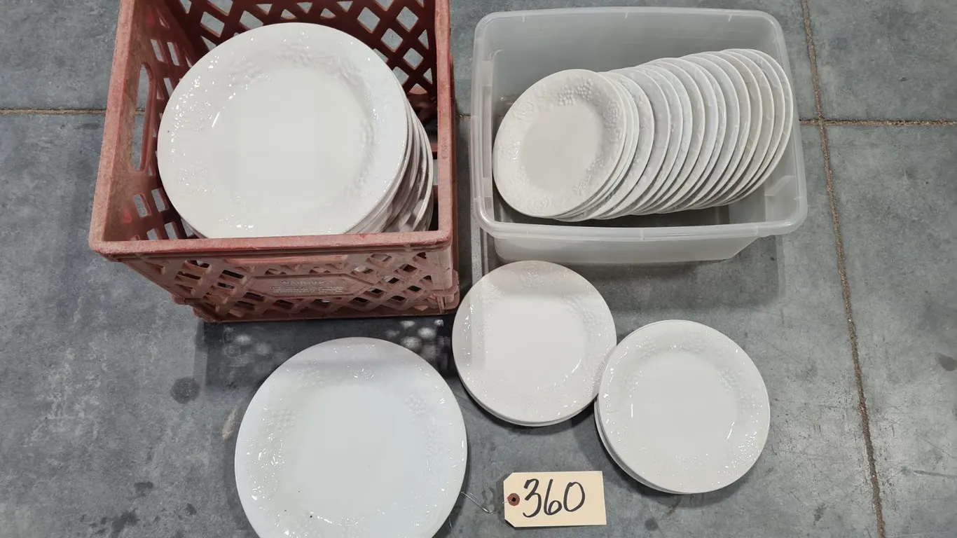 (40) Assorted Decorative White Plates