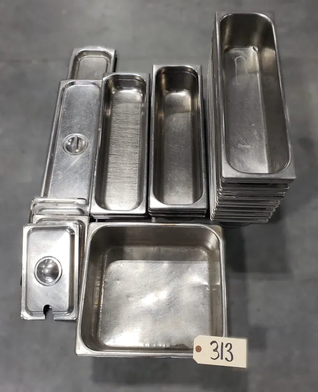 Assorted Stainless Steel Food Pans & Lids