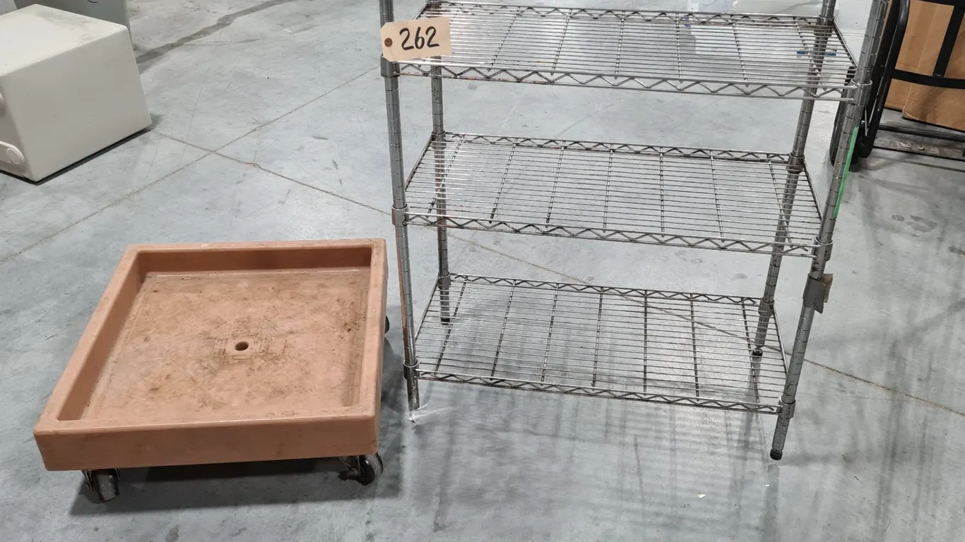 Chrome Wire Shelf and Cambro Dolly