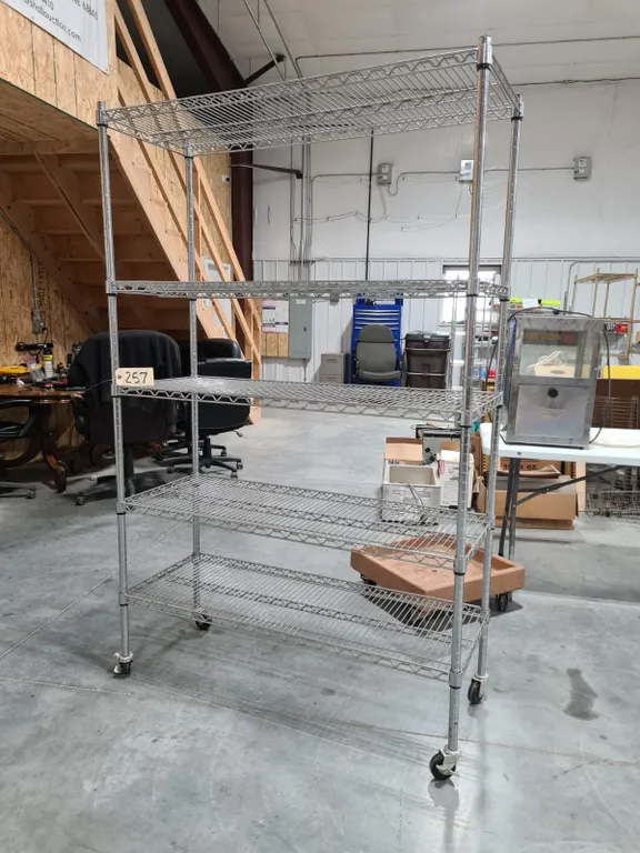Rolling Chrome Wire Shelving Unit