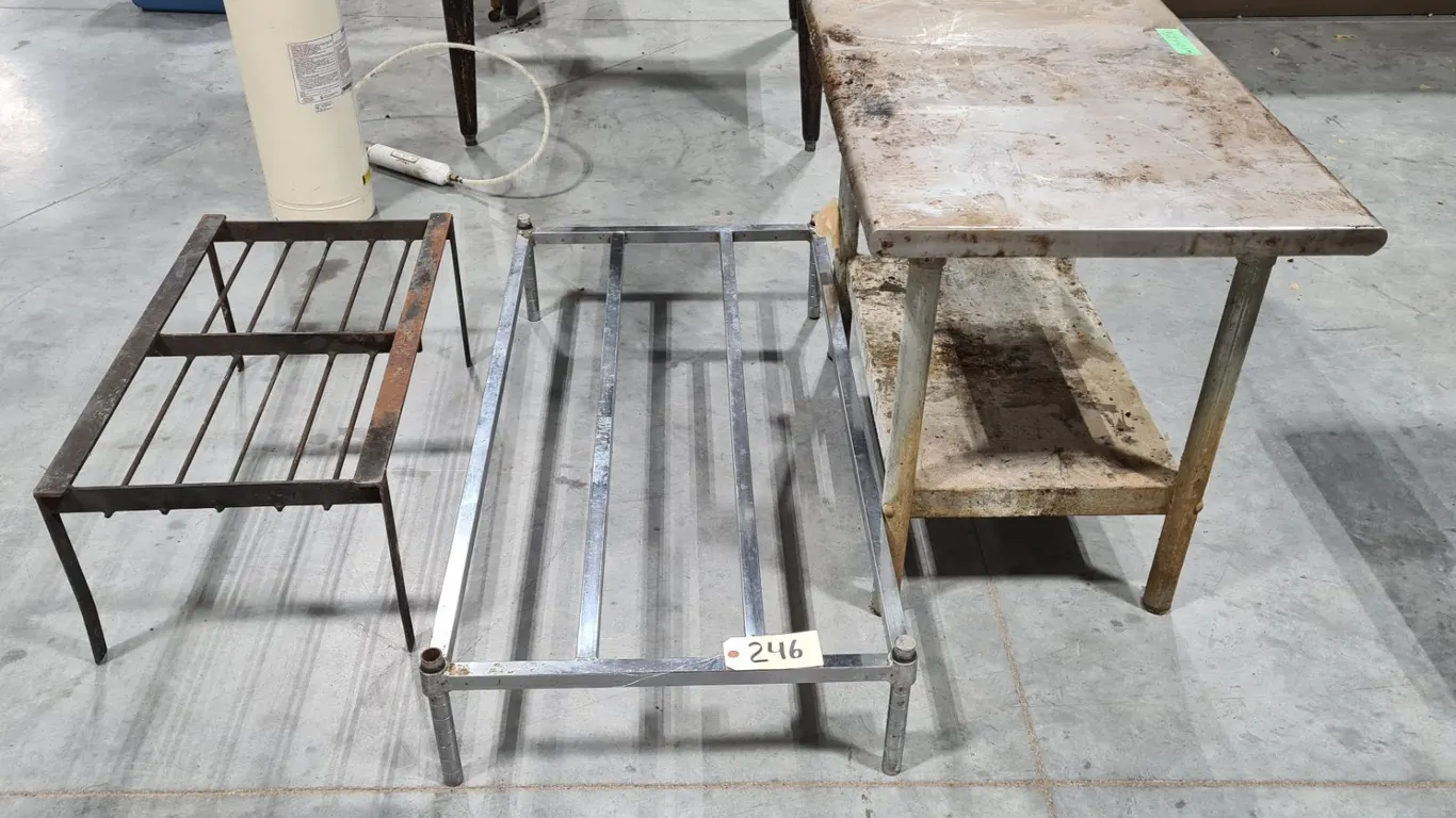 Stainless Steel Table and (2) Stands