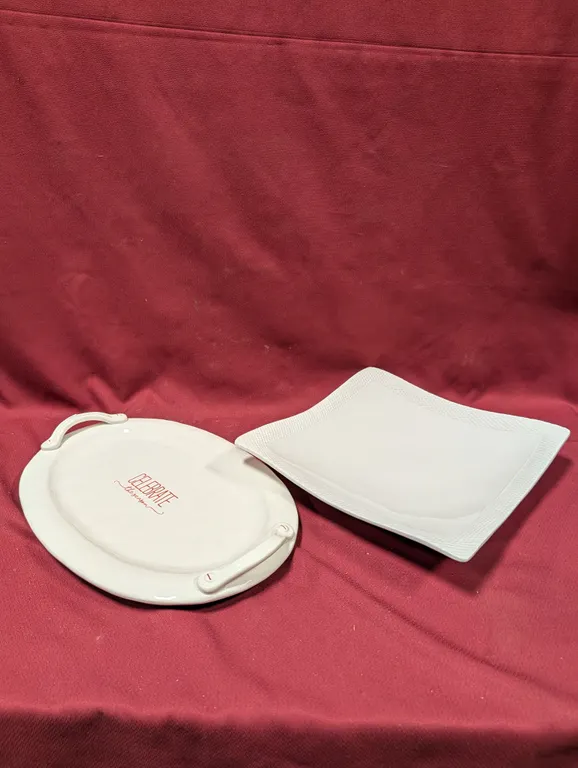 (2) Serving Platters - Largest One is 14" x 14"