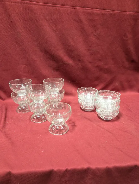 (7) Large Glass Sundae Dishes - 5" x 5" x 4 75", (14) Small Glass Bowls