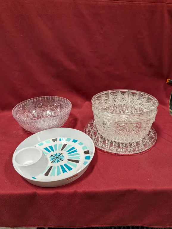 Assorted Acrylic Serving Bowls and Trays