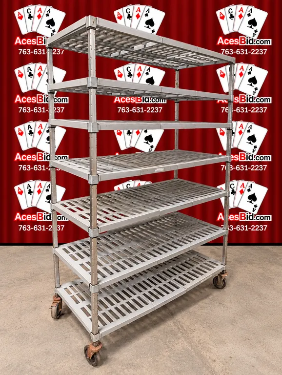 Amco 7 Tier Shelving Unit with Plastic Shelf Liners on Casters - 48" x 24" x 78"