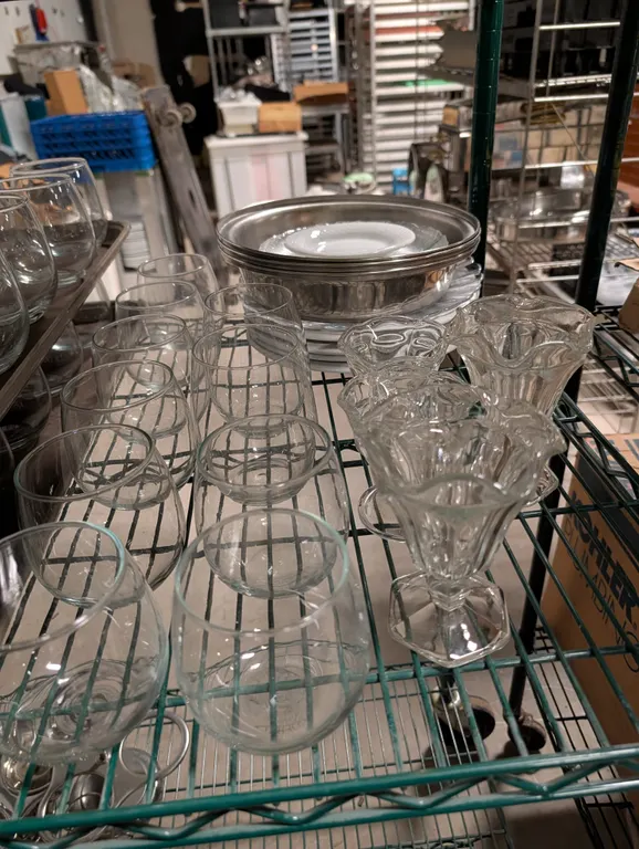 Assorted Lot of Plates, Sundae Dishes, etc.