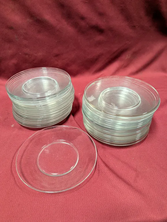 (34) 8" Glass Salad Plates