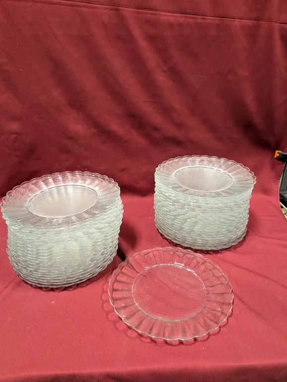 (47) 10.75" Glass Scalloped Plates