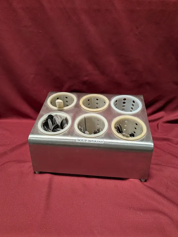 6 Compartment Silverware Holder with Assorted Silverware and Inserts
