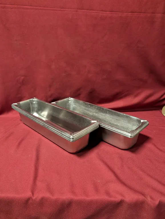 (5) Half Size Long 4" Deep Stainless Steel Hotel Pans
