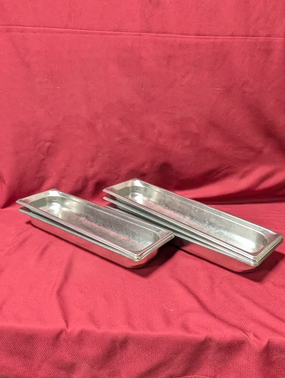 (5) Half Size Long 2.5" Deep Stainless Steel Hotel Pans