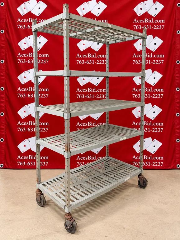 5 Tier Shelving Unit on Casters with Plastic Racks - 48" x 24" x 78"