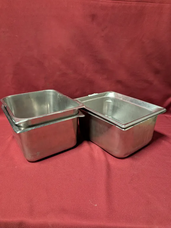 (4) Half Size 6" Deep Stainless Steel Hotel Pans