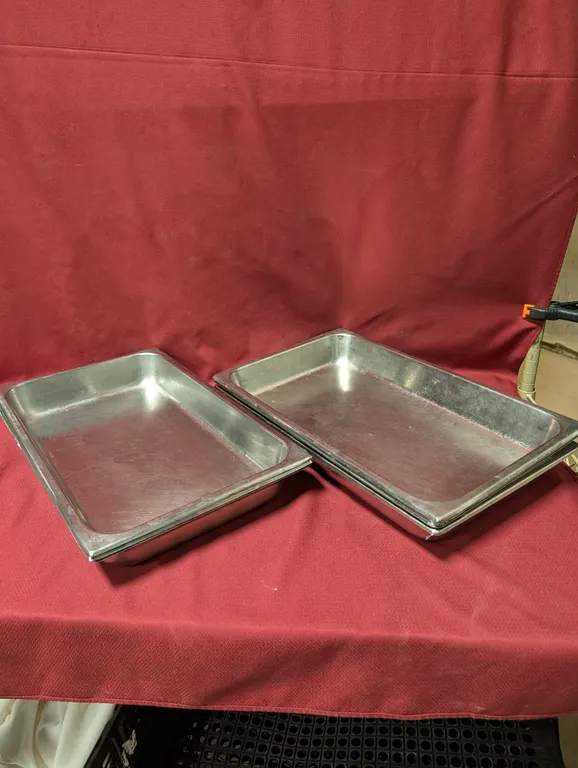 (6) Full Size 2.5" Deep Stainless Steel Heavy Duty Hotel Pans