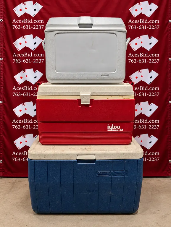 (3) Assorted Coolers - Coleman, Igloo and Rubbermaid