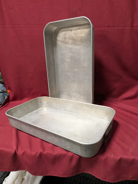 (2) Aluminum Roasting Pans with Handles - 24" x 14" x 3.5"