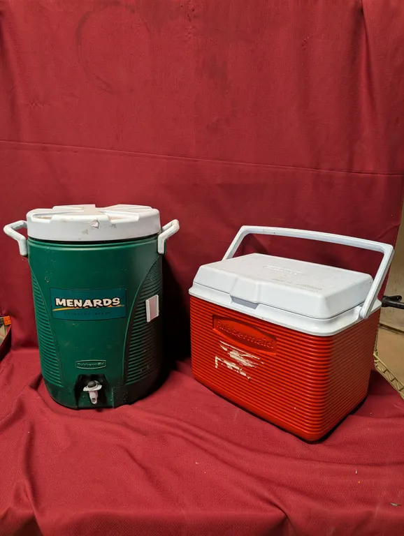 Rubbermaid Cooler and Menards Water Cooler