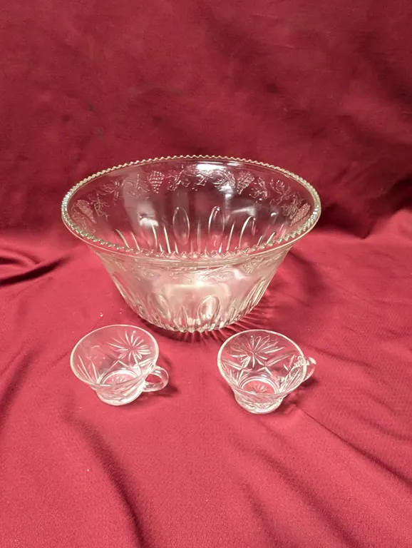 Punch Bowl - 12" x 7" with 2 Glasses
