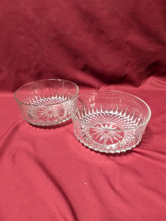 (2) Glass Serving Bowls - 9" x 4" Deep
