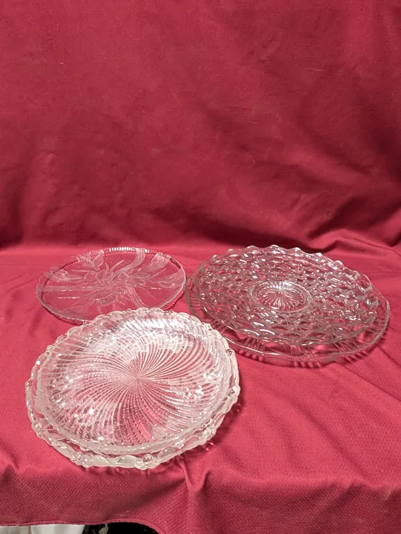 (5) Assorted Glass Condiment Trays - Largest is 15.5" Diameter