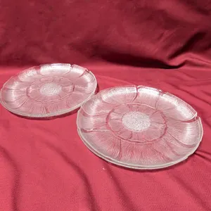 (4) Glass Condiment Trays - 13" Diameter