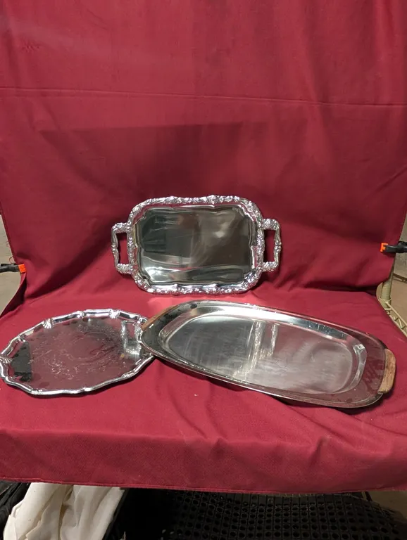 (3) Assorted Serving Trays - Largest is 24" x 14"