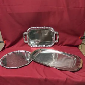 (3) Assorted Serving Trays - Largest is 24" x 14"