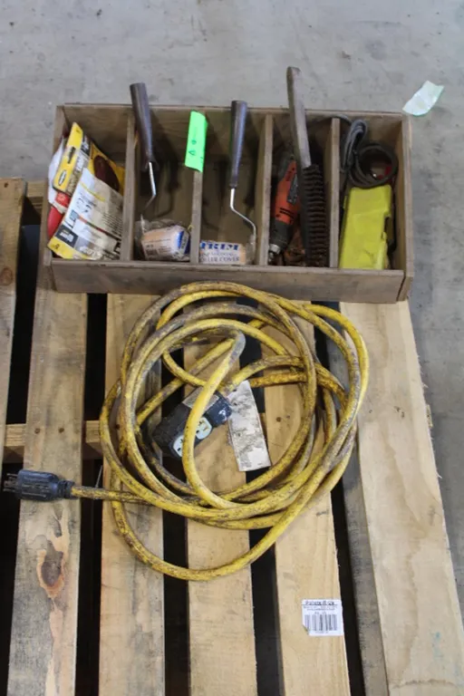 Wooden Tool Holder with Miscellaneous Tools
