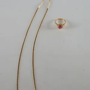 Lot of 14k Yellow Gold Jewelry w/Diamonds & Red Stones