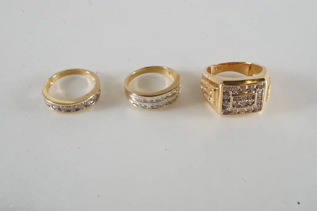Lot of (3) 14k Yellow Gold Rings w/Diamonds