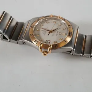 18k Rose Gold & Stainless Steel Omega Watch w/18k Rose Gold & Stainless Steel Band