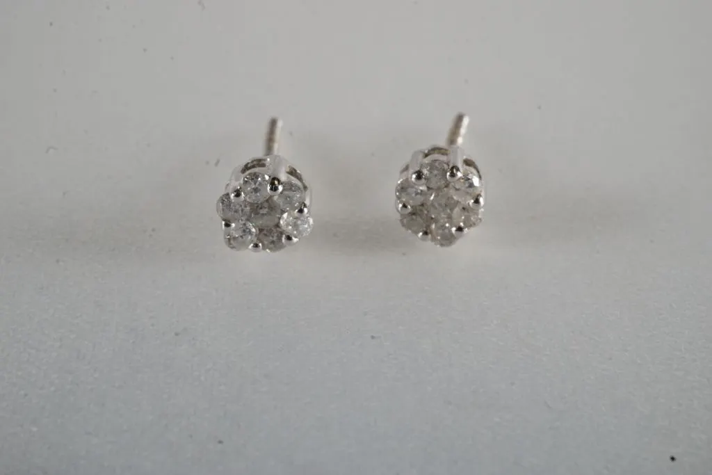 Set of White Metal Earrings w/Clear Stones