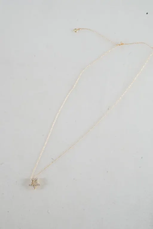 14k Yellow Gold Necklace w/Clear Stones