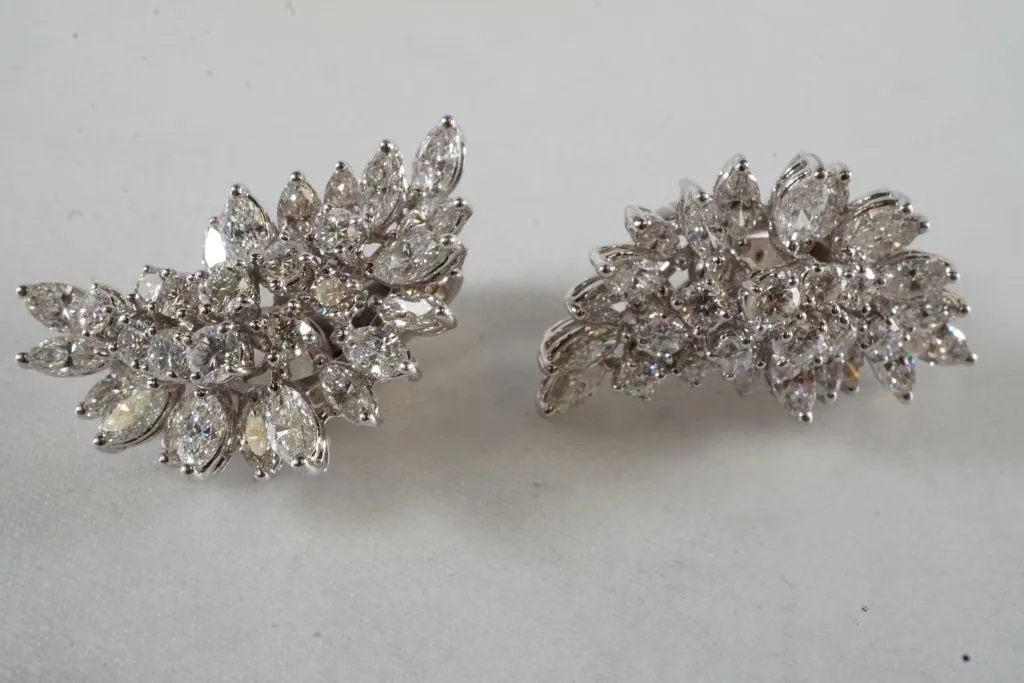 Set of 14k White Gold & Platinum Earrings w/Diamonds