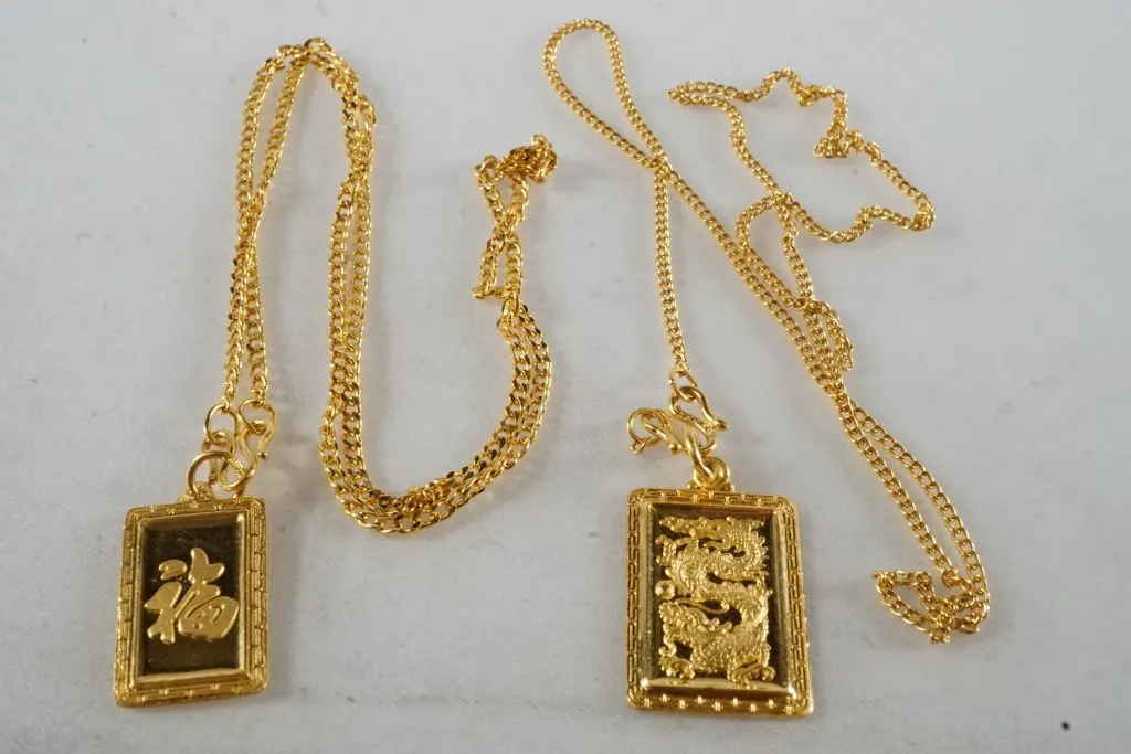 Lot of (2) 22k Yellow Gold Necklaces w/22k Yellow Gold Pendants