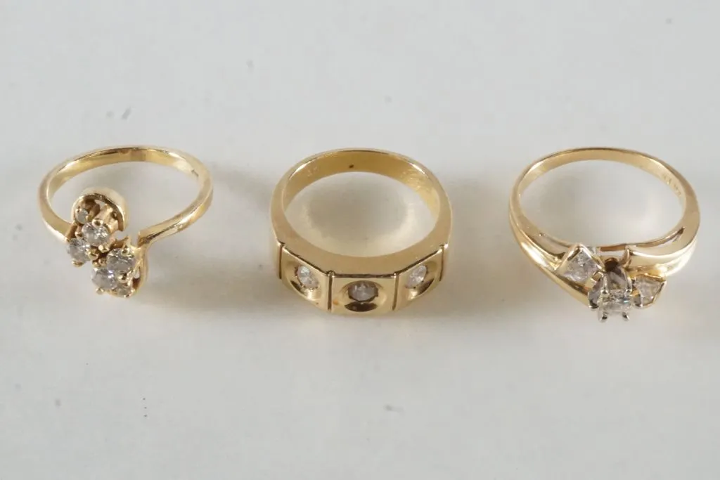 Lot of (3) 14k Yellow Gold Rings w/Diamonds