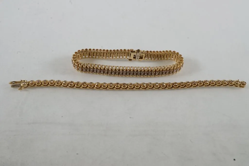 Lot of (2) 14k Yellow Gold Bracelets w/Diamonds