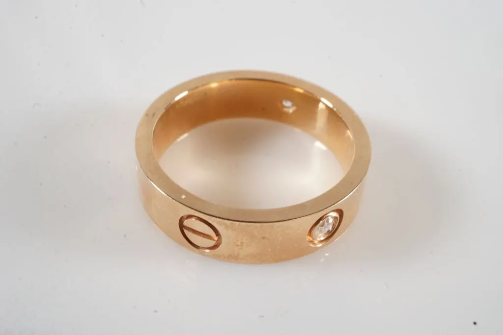 18k Rose Gold Cartier Ring w/Diamonds