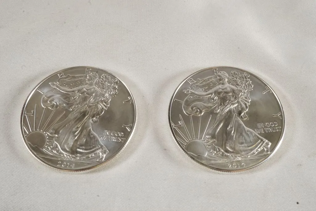 Lot of (2) 2014 Silver American Eagles