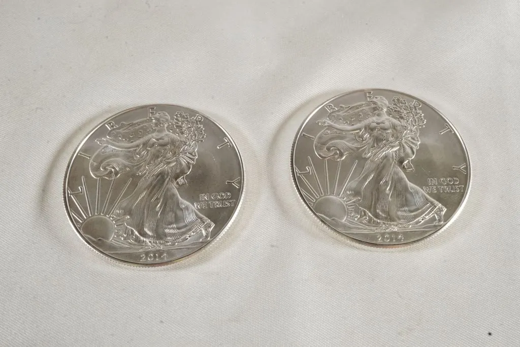 Lot of (2) 2014 Silver American Eagles