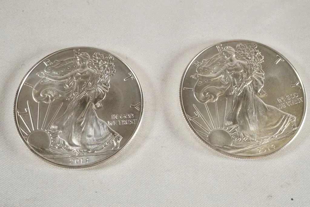 Lot of (2) 2014 Silver American Eagles