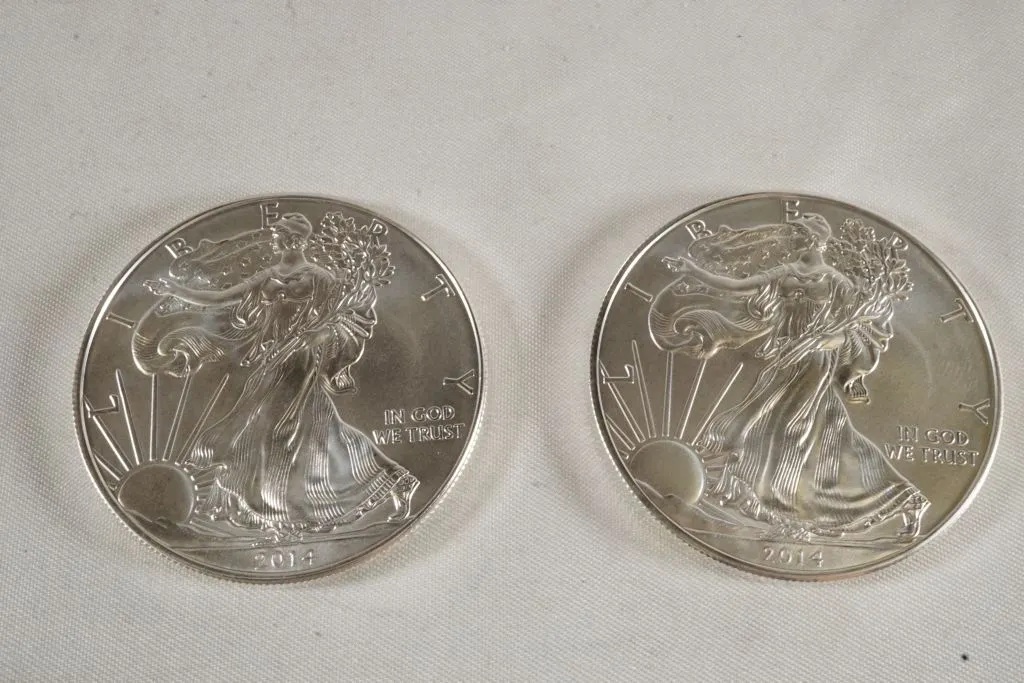 Lot of (2) 2014 Silver American Eagles