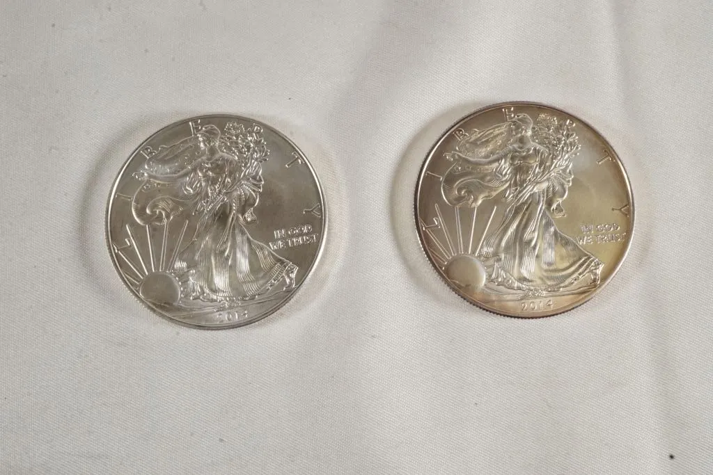 Lot of (2) 2014 Silver American Eagles